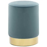 Stool Light Blue and Gold Velvet 28 x 36 cm