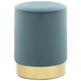Stool Light Blue and Gold Velvet 28 x 36 cm