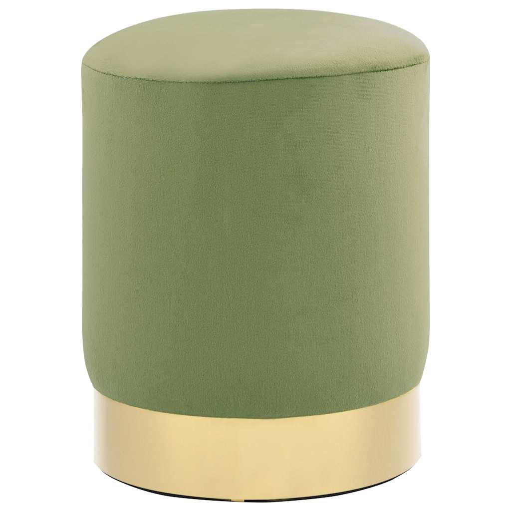 Stool Mustard Green and Gold Velvet 28 x 36 cm