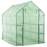 Walk-in Greenhouse with 12 Shelves Steel 143x214x196 cm
