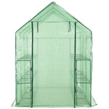 Walk-in Greenhouse with 12 Shelves Steel 143x214x196 cm - Front View