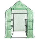 Walk-in Greenhouse with 12 Shelves Steel 143x214x196 cm - Side View