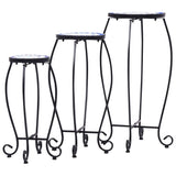 Mosaic Tables 3 pcs Blue and White Ceramic - Front View