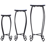 Mosaic Tables 3 pcs Blue and White Ceramic - Side View