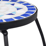 Mosaic Tables 3 pcs Blue and White Ceramic - Close-Up Angle