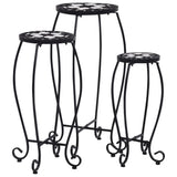 Mosaic Tables 3 pcs Black and White Ceramic