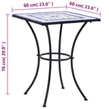 Mosaic Bistro Table Blue and White 60 cm Ceramic - Low Angle