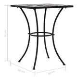 Mosaic Bistro Table Black and White 60 cm Ceramic - Low Angle