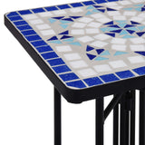 Mosaic Side Table Blue and White Ceramic - 45-Degree Angle