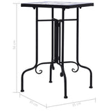 Mosaic Side Table Blue and White Ceramic - Close-Up Angle