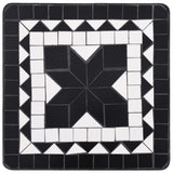 Mosaic Side Table Black and White Ceramic - Top-Down View