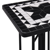 Mosaic Side Table Black and White Ceramic - 45-Degree Angle