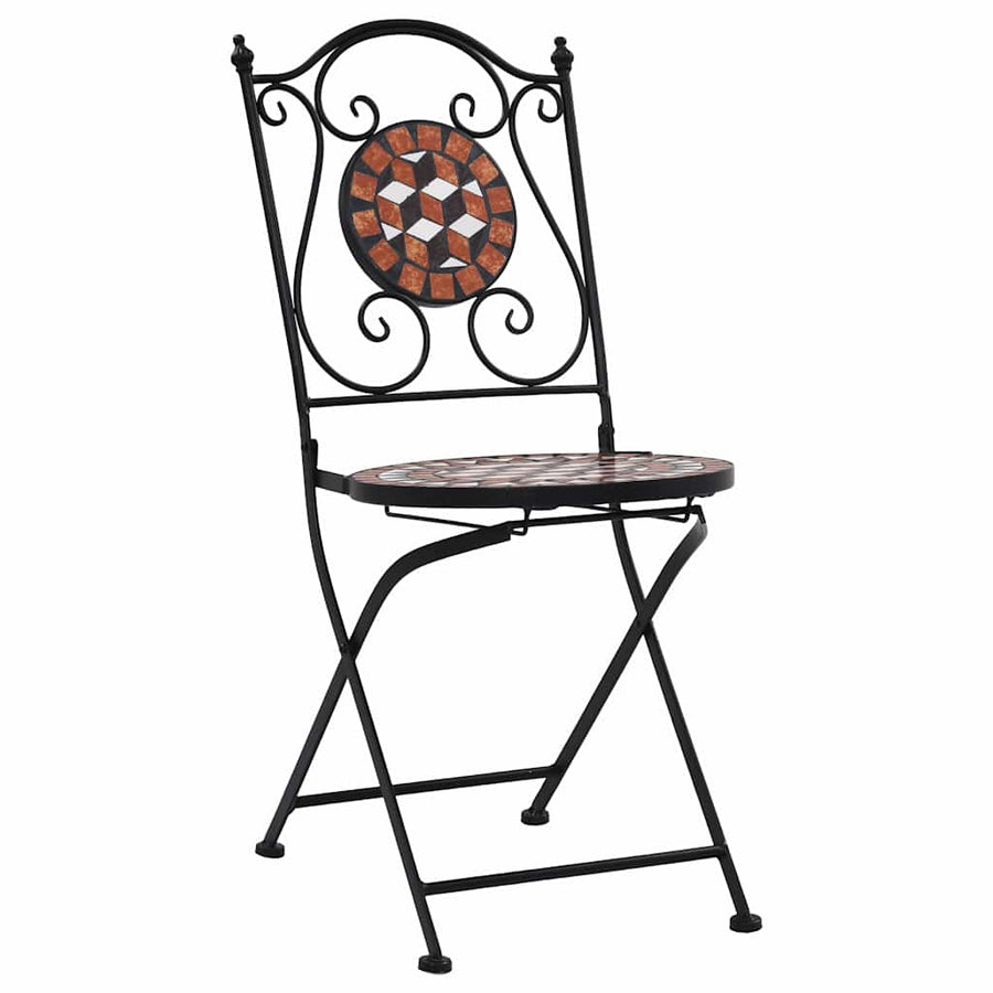 Mosaic Folding Chairs 2 pcs Brown Ceramic