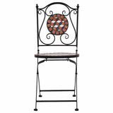 Mosaic Bistro Chairs 2 pcs Brown Ceramic - Side View