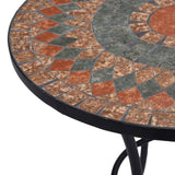 Mosaic Bistro Table Orange/Grey 60cm Ceramic - Top-Down View