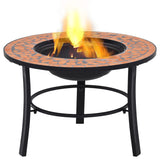 Mosaic Fire Pit Terracotta 68cm Ceramic - Top-Down View