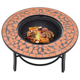 Mosaic Fire Pit Terracotta 68cm Ceramic - 45-Degree Angle