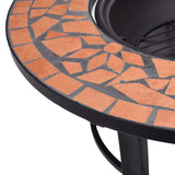 Mosaic Fire Pit Terracotta 68cm Ceramic - Close-Up Angle