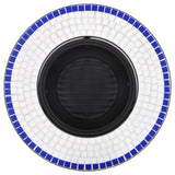 Mosaic Fire Pit Blue and White 68cm Ceramic - Rear View