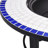Mosaic Fire Pit Blue and White 68cm Ceramic - Close-Up Angle