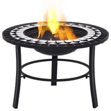 Mosaic Fire Pit Black and White 68cm Ceramic - Front View