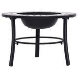 Mosaic Fire Pit Black and White 68cm Ceramic - Side View