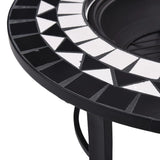 Mosaic Fire Pit Black and White 68cm Ceramic - Close-Up Angle
