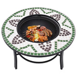 Mosaic Fire Pit Green 68cm Ceramic - 45-Degree Angle