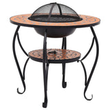 Mosaic Fire Pit Table Terracotta 68 cm Ceramic - Front View