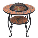Mosaic Fire Pit Table Terracotta 68 cm Ceramic - Side View
