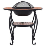 Mosaic Fire Pit Table Terracotta 68 cm Ceramic - Top-Down View