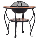 Mosaic Fire Pit Table Terracotta 68 cm Ceramic - 45-Degree Angle