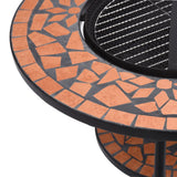 Mosaic Fire Pit Table Terracotta 68 cm Ceramic - Close-Up Angle