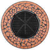 Mosaic Fire Pit Table Terracotta 68 cm Ceramic - Low Angle