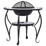 Mosaic Fire Pit Table Blue and White 68 cm Ceramic - 45-Degree Angle