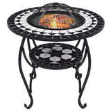 Mosaic Fire Pit Table Black and White 68 cm Ceramic - Side View