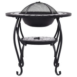 Mosaic Fire Pit Table Black and White 68 cm Ceramic - 45-Degree Angle