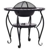 Mosaic Fire Pit Table Black and White 68 cm Ceramic - Rear View