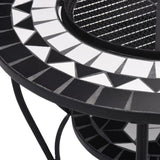 Mosaic Fire Pit Table Black and White 68 cm Ceramic - Close-Up Angle