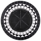 Mosaic Fire Pit Table Black and White 68 cm Ceramic - Low Angle