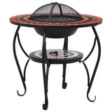 Mosaic Fire Pit Table Terracotta and White 68 cm Ceramic - Front View