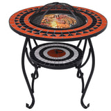 Mosaic Fire Pit Table Terracotta and White 68 cm Ceramic - Side View