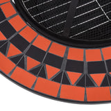 Mosaic Fire Pit Table Terracotta and White 68 cm Ceramic - Close-Up Angle