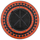 Mosaic Fire Pit Table Terracotta and White 68 cm Ceramic - Low Angle