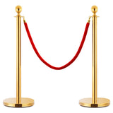 3 Piece VIP Queue Barrier Set Stainless Steel Gold - Front View