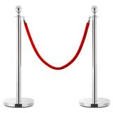 3 Piece VIP Queue Barrier Set Stainless Steel Silver