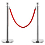 3 Piece VIP Queue Barrier Set Stainless Steel Silver