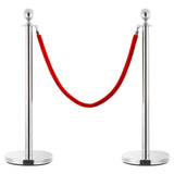 3 Piece VIP Queue Barrier Set Stainless Steel Silver - Front View
