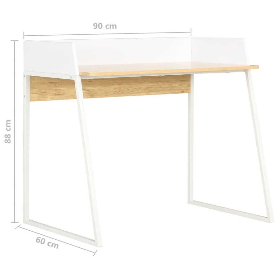 Desk White and Oak 90x60x88 cm