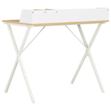 Desk White and Natural 80x50x84 cm - Top-Down View